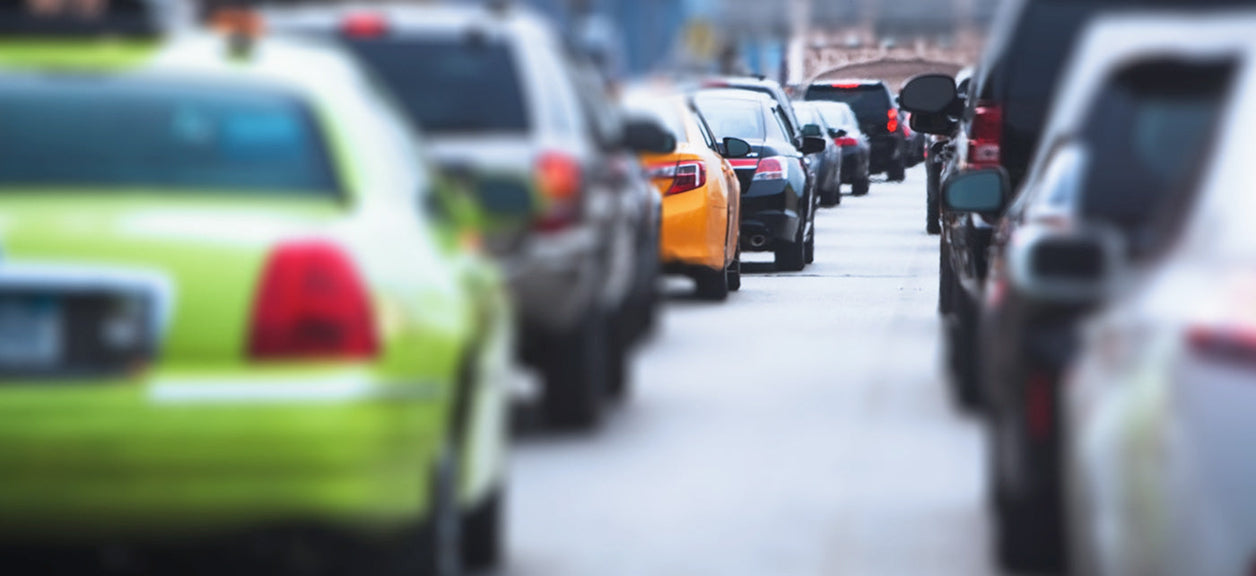 cars in traffic showing auto pollution