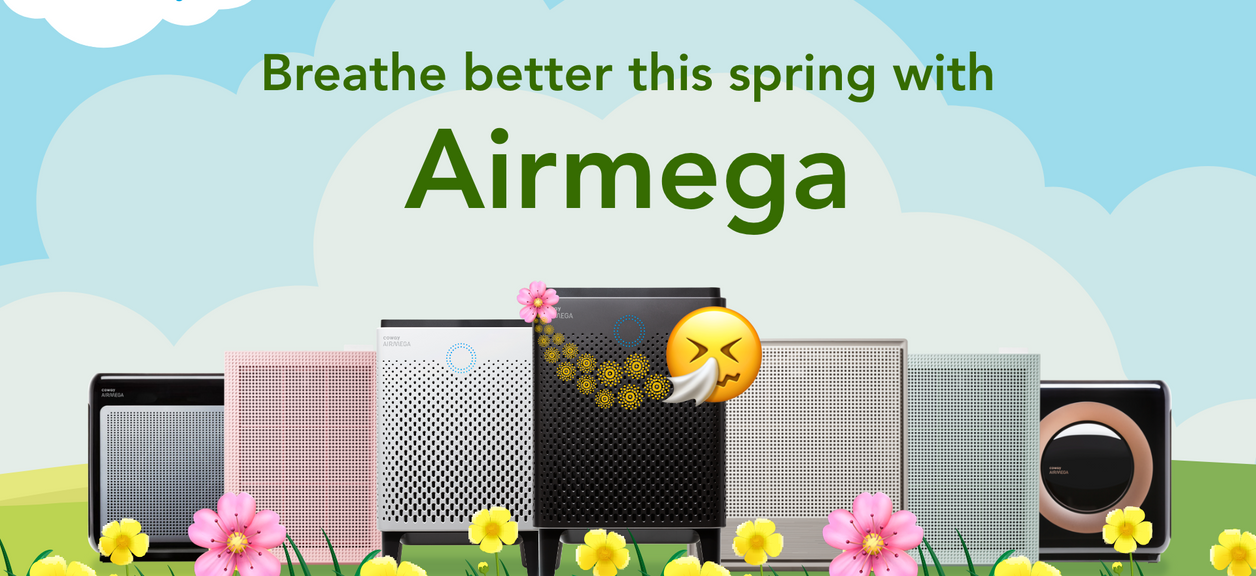 airmega product line on spring background