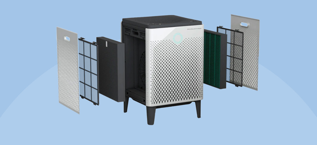 coway airmega air purifier with filters shown