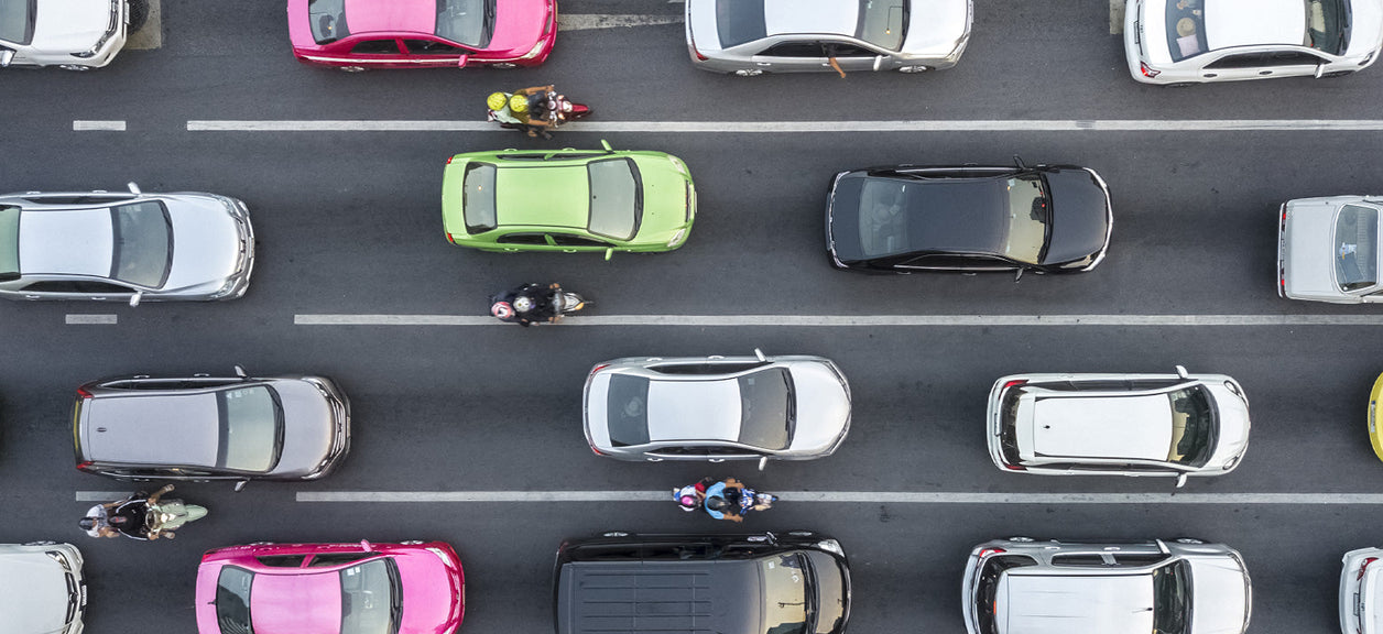 birds eye view of cars in traffic