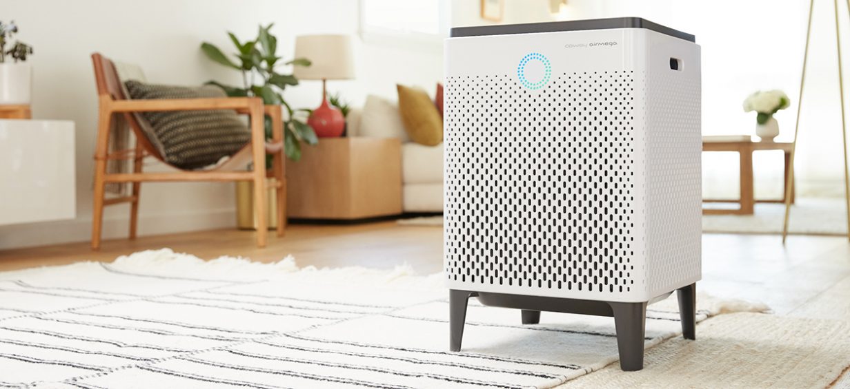 coway airmega air purifier in living room